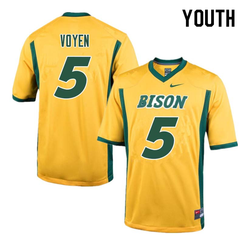 Youth #5 Andy Voyen North Dakota State Bison College Football Jerseys Sale-Yellow